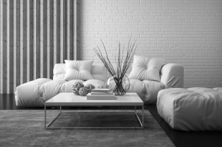Beli i sivi enterijeri modernog minimalističkog stila